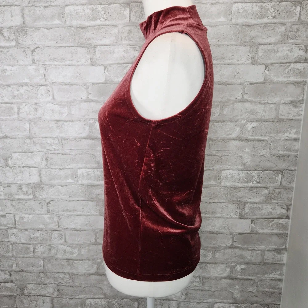 J. Crew Top Sleeveless Rose Velvet Mock Neck Elegant XS
